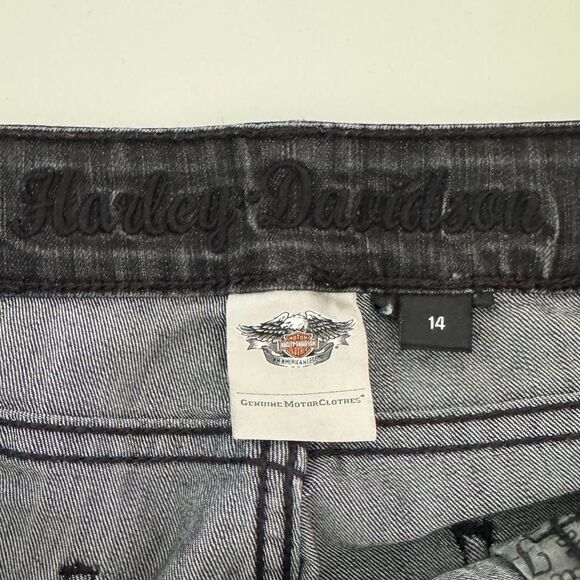 Harley-Davidson Women’s Jeans Black Straight Leg Stretch Denim Sz 14 31" inseam - Picture 7 of 10